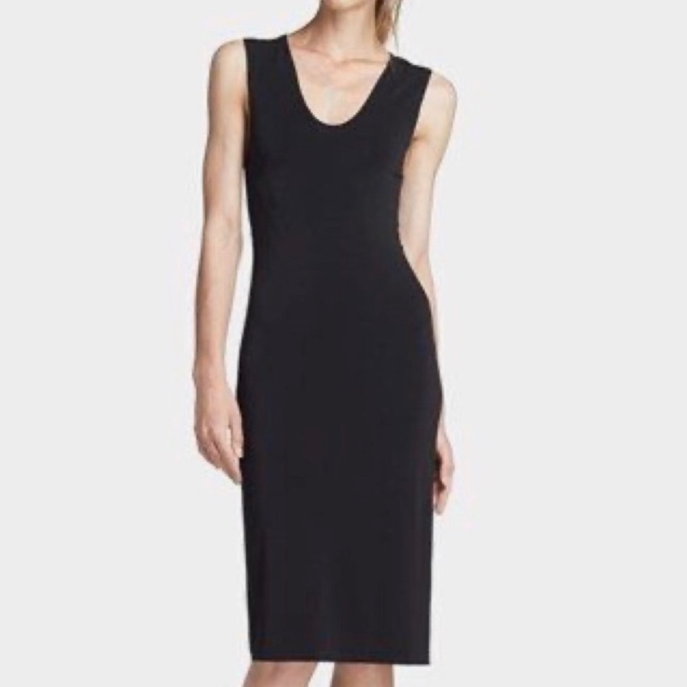 T Alexander Wang Black Matte Jersey Spandex Drape Dress